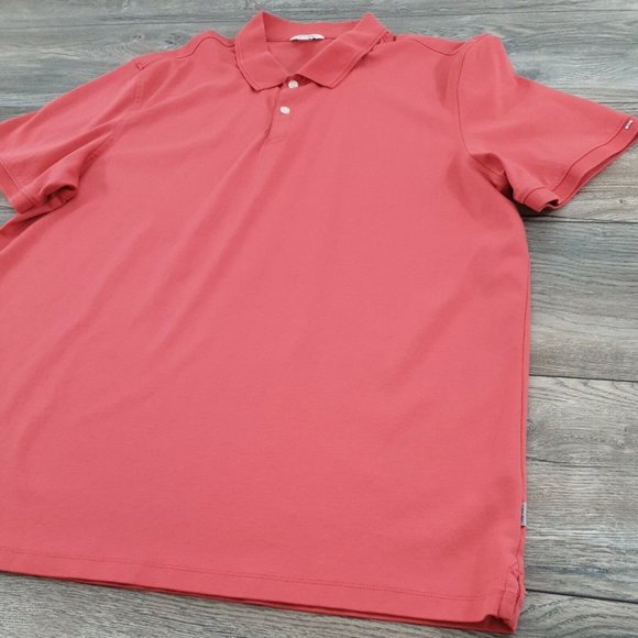 Calvin Klein Men XL Short Sleeve Polo Shirt Cotton Melon Active Golf Casual - Picture 2 of 10